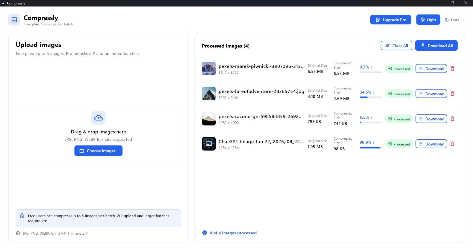 Compressly Windows app preview