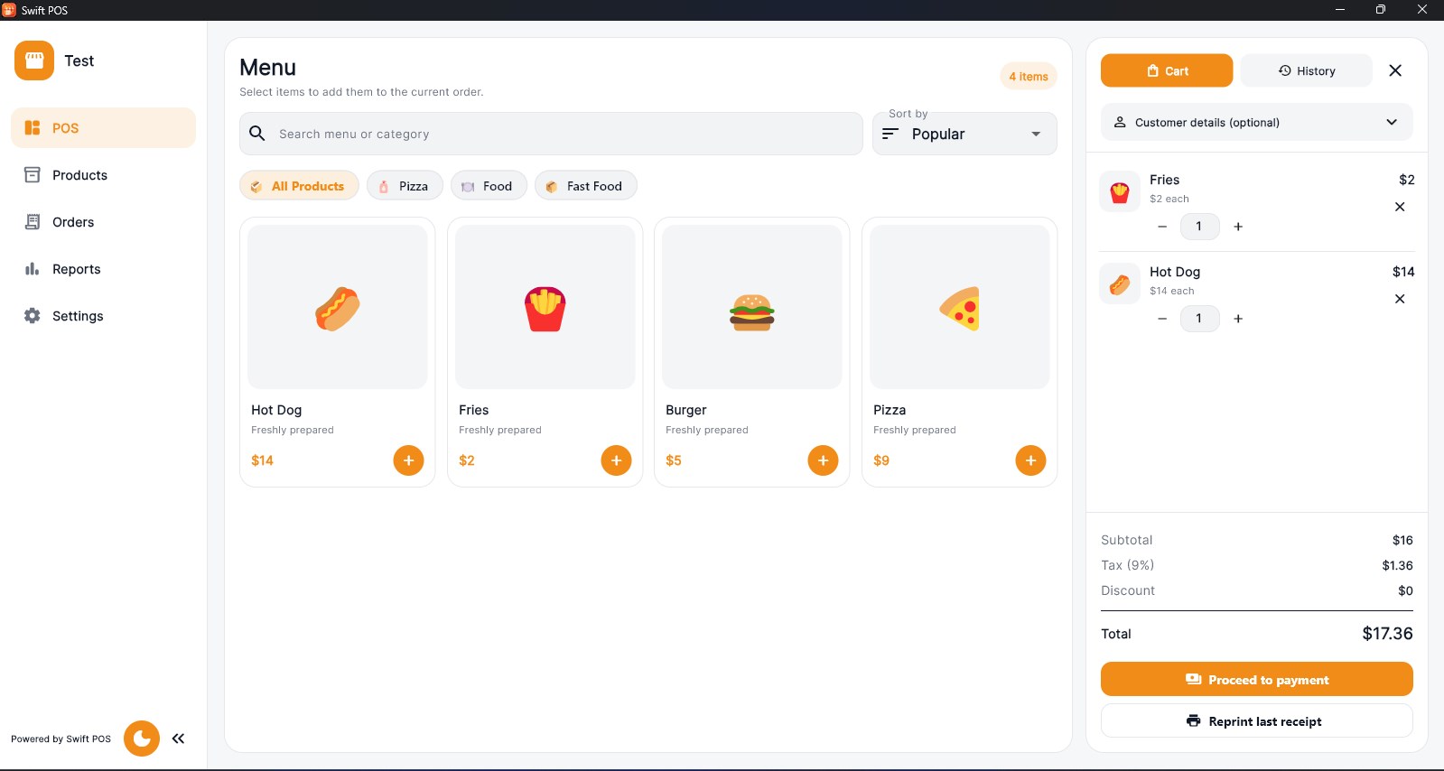 Swift POS Windows app preview